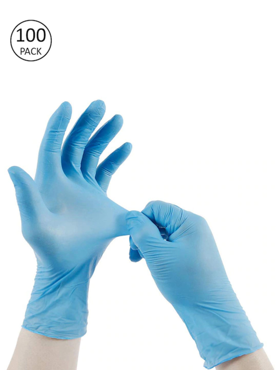 Unisex Pack Of 100 Blue Solid Surgical Disposable Hand Gloves