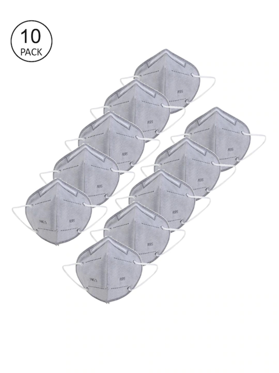 Unisex Pack Of 10 Grey Solid 5-Ply Reusable N95 Masks